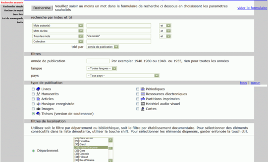 Exemple d'utilisation du filtre de localisation pour le département de la Haute-Garonne