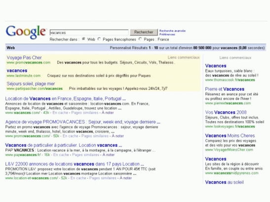 Liens commerciaux pour le mot-clé vacances