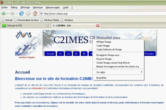 Enregistrement d'une image provenant d'un site web